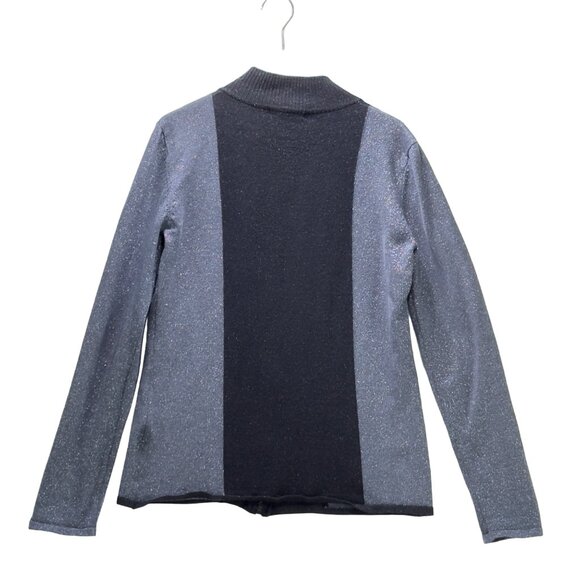 FONTANA Women’s Sweater Gray Black Jeweled Zipper Stretch LS Mock Turtle Size M - Picture 6 of 11